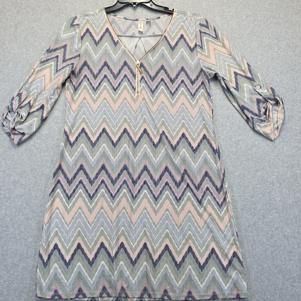 Tacera Pink and Gray Long Sleeve Dress